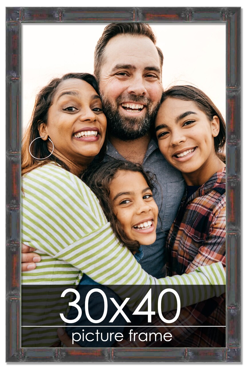 30x40 Thin Bamboo Picture Frame with UV-Resistant Acrylic & Acid Free Backing, Available in 2 Finishes - Gold and Brown